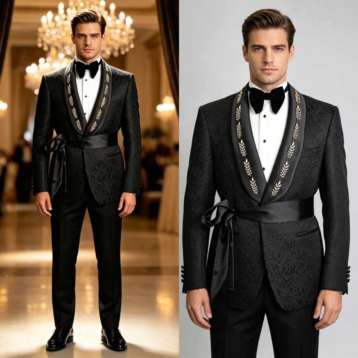 Men'S Formal Wear For Graduation - Resmi Düğün Smokinleri Jakarlı Kuşaklı 2
