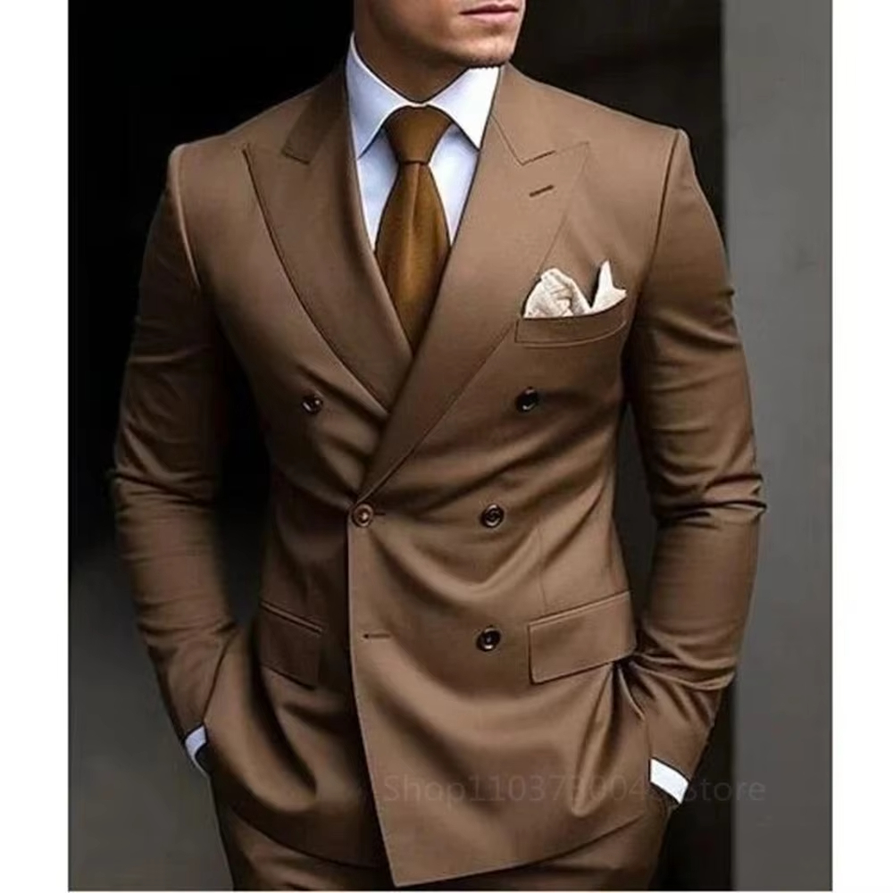 Men'S Formal Wear For Graduation - İki Parçalı Kahverengi Günlük Mezuniyet Partisi